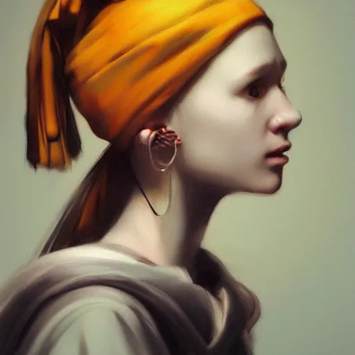 Prompt: The girl with the pearl earring as an anime, digital art by Ruan Jia and Mandy Jurgens and Artgerm, highly detailed, trending on artstation, award winning,