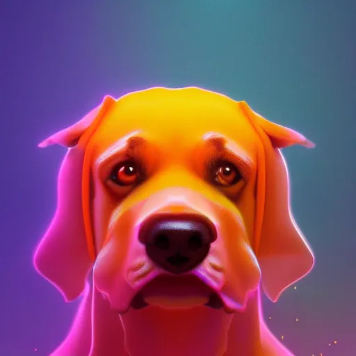 Image similar to portrait of a dog, james jean style, vfx art, unreal engine render, claymation style, colourful, volumetric light, digital painting, digital illustration, dramatic light,