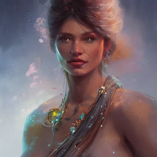 Image similar to a beautiful portrait of a crystal goddess by greg rutkowski and raymond swanland, trending on artstation, ultra realistic digital art