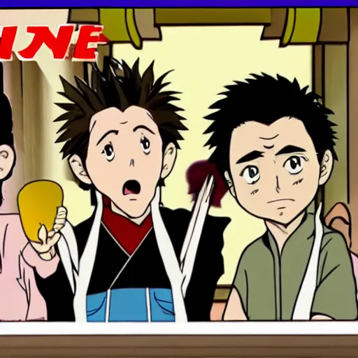 Image similar to always sunny in philadelphia in the style of japanese anime