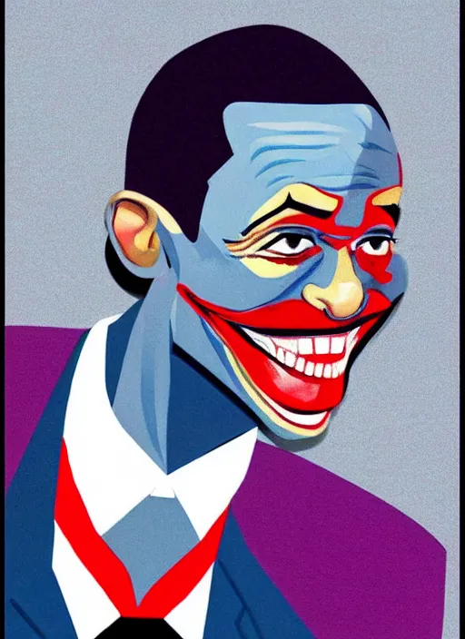 Prompt: barack obama as the joker in the style of ernst ludwig kirchner