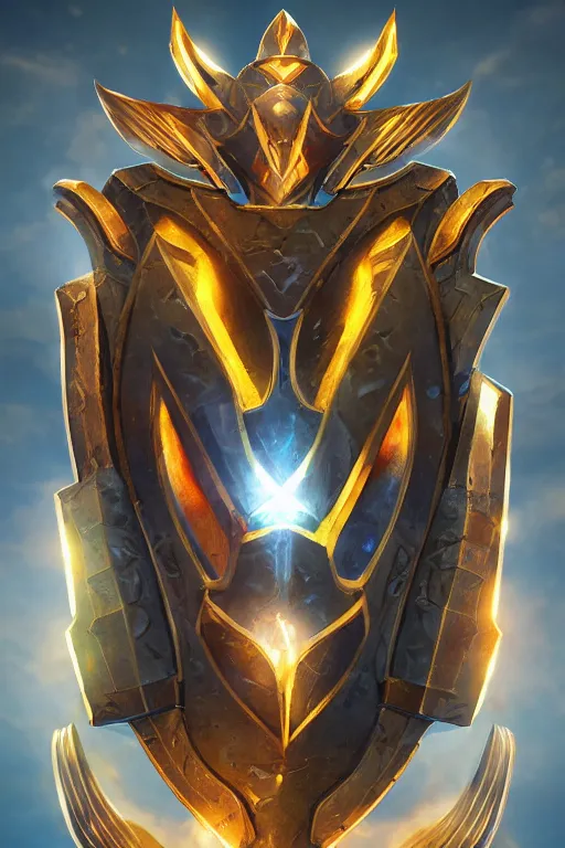 Image similar to shield fantasy epic legends game icon stylized digital illustration radiating a glowing aura global illumination ray tracing hdr fanart arstation by ian pesty and katarzyna da „ bek - chmiel