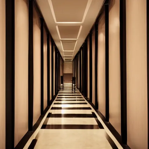 Prompt: the hotel hallway i dreamed about