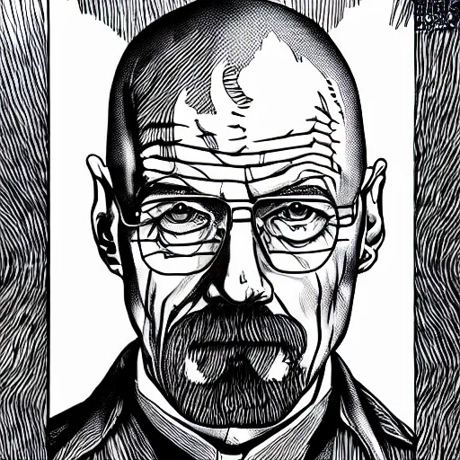 Image similar to walter white as a junji ito drawing