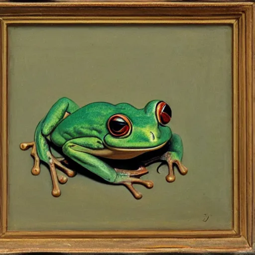 Image similar to Portrait of a frog, Oil on canvas, Musée du Louvre catalog