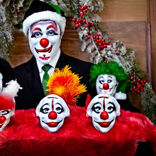 Image similar to a funeral for clowns on christmas