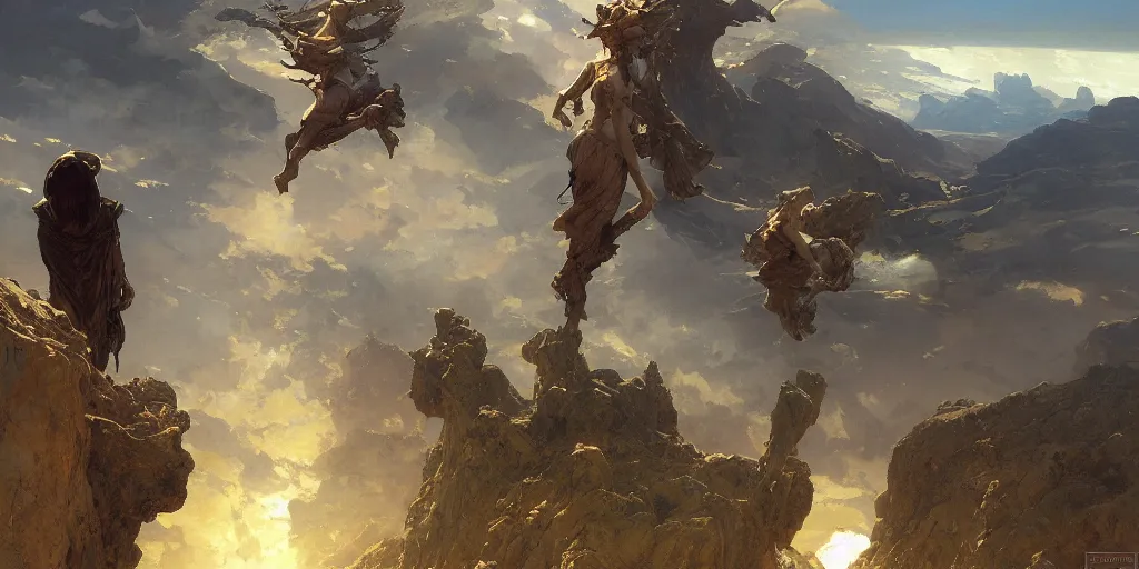 Image similar to inverted landscape hanging from the sky two worlds facing each other horizontal symmetry individual good composition artstation illustration sharp focus sunlit vista painted by ruan jia raymond swanland lawrence alma tadema zdzislaw beksinski norman rockwell tom lovell alex malveda greg staples