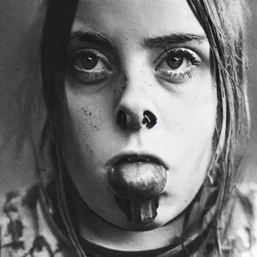 Prompt: crazy billie eilish in a world war 2 photo