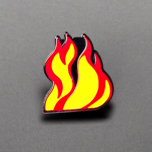 Prompt: a photo of a retro 1 9 6 0 s minimalistic clean fire flames enamel pin, studio lighting, behance