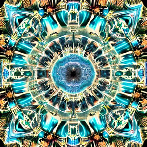 Image similar to Elon Tusk, highly detailed, ornate, evenly lit, Mandelbrot fractal, glowing, DMT trip