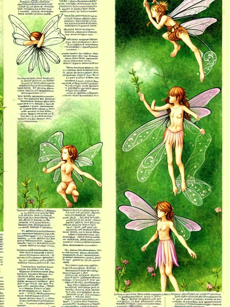 Prompt: a page from Encyclopedia of fairies,