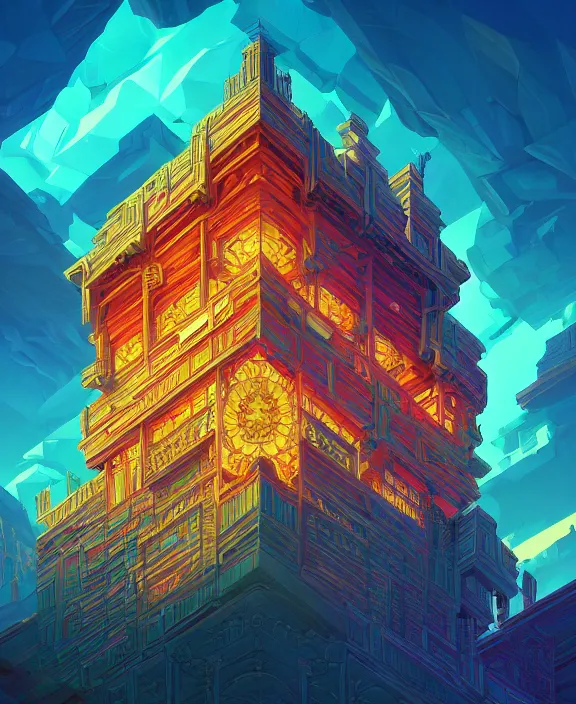 Prompt: an elegant, simple building made of colorful exotic fractals, by dan mumford, yusuke murata, makoto shinkai, ross tran, cosmic, heavenly, god rays, intricate detail, cinematic, unreal engine, cel shaded, featured on artstation, pixiv