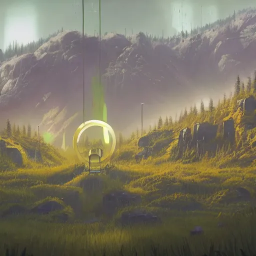 Image similar to halo ring from the game halo, simon stalenhag