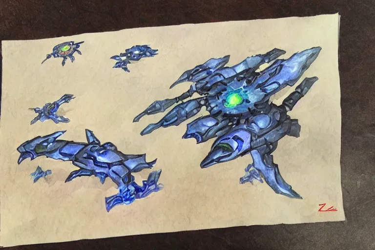 Prompt: StarCraft 2 zerg base watercolor on rice paper
