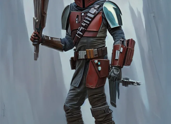 Image similar to concept art of The Mandalorian, oil painting by Jama Jurabaev, extremely detailed, brush hard, artstation, for AAA game, high quality