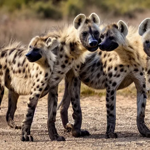 Prompt: a group of hyenas celebrating another hyena their birthday