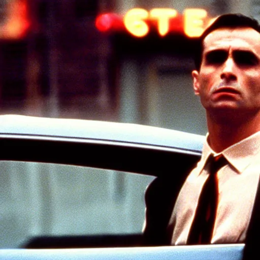 Prompt: Taxi Driver in American Psycho (1999)