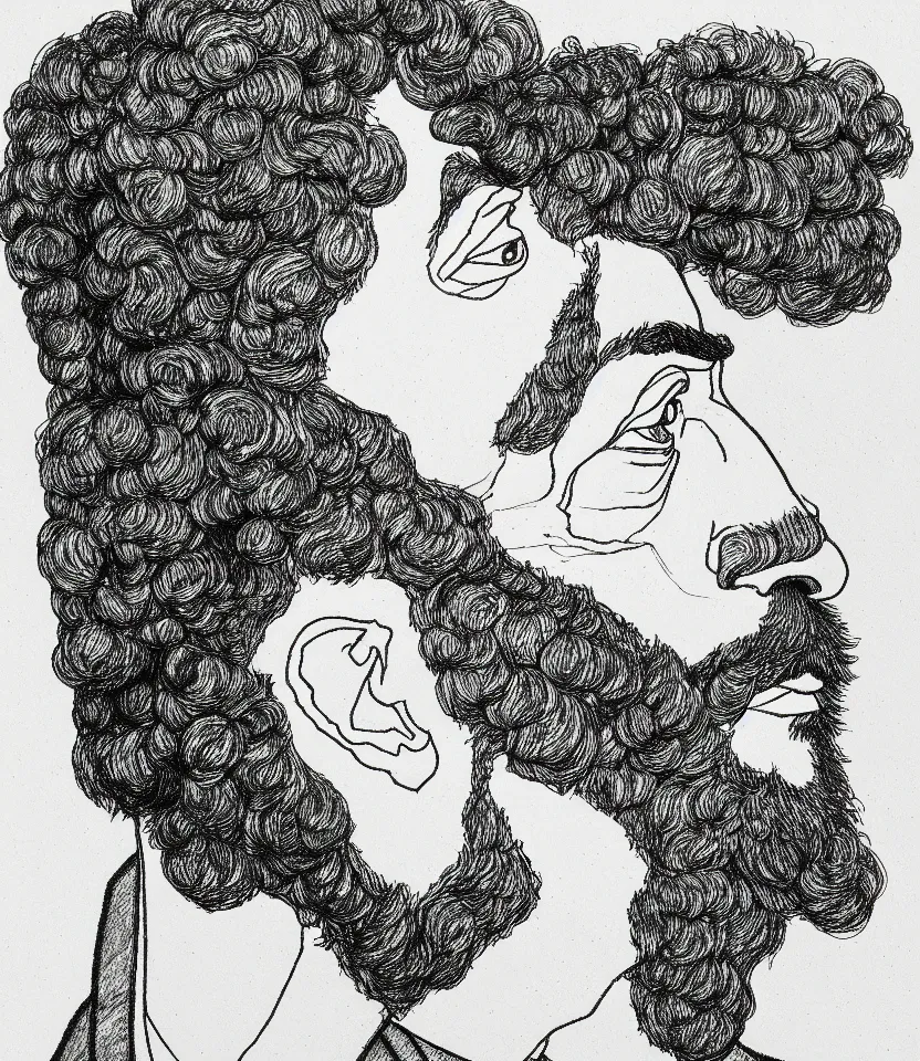 Image similar to detailed line art portrait of erik satie, inspired by egon schiele. caricatural, minimalist, bold contour lines, musicality, soft twirls curls and curves, confident personality, raw emotion