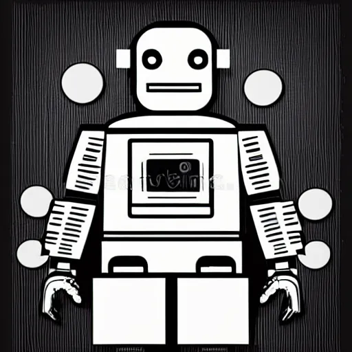 Prompt: malfunctioning robot vector illustration, clip art