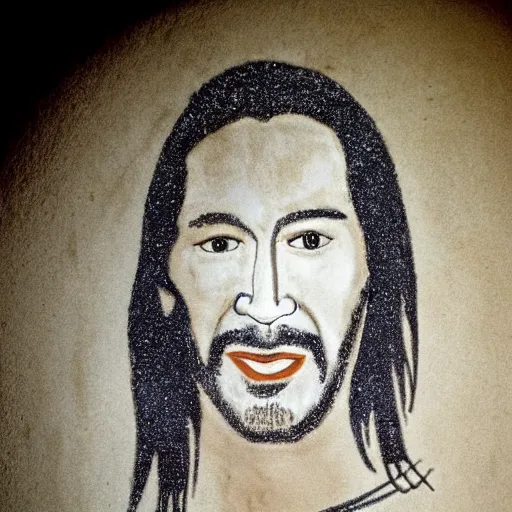 Image similar to cave drawing of Keanu Reaves