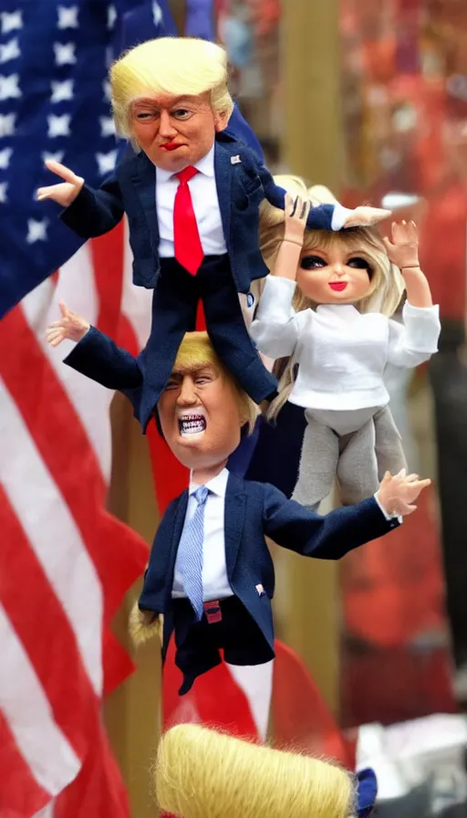 Prompt: donald trump trolls doll, cinema still