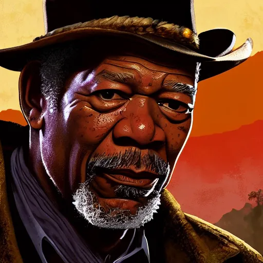 Image similar to Morgan Freeman in red dead redemption 2 4k detail