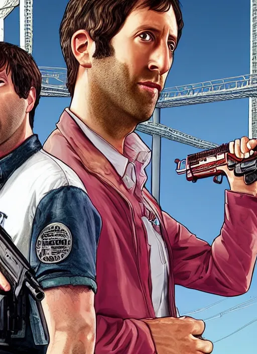 Image similar to a portrait of simon helberg as gta 5 cover art