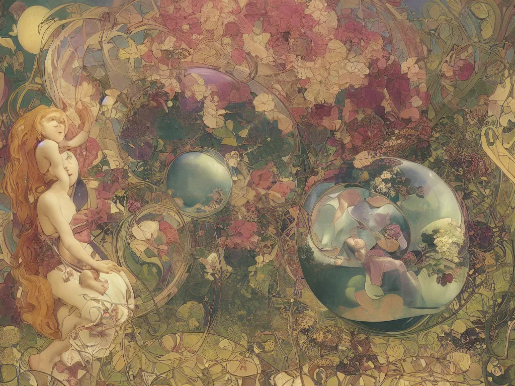 Image similar to the universe is a spheroid region 7 0 5 meters in diameter, sunlight study, art nouveau, by and rachel ruysch ( ( ( ( ( ( ( alphonse mucha ) ) ) ) ) ) ) and ( ( ( ( lisa frank ) ) ) ), 8 k, sharp focus, octane render ( ( ( ( ( kauai ) ) ) ) )