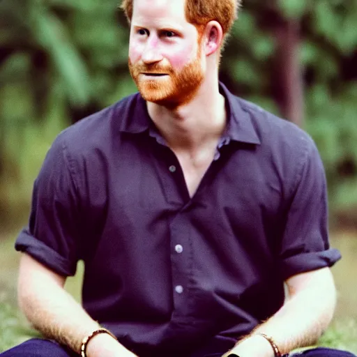 Image similar to color 35mm film still of Prince Harry, figure portrait