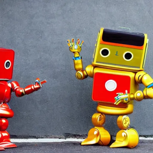 Image similar to Cute robots dancing