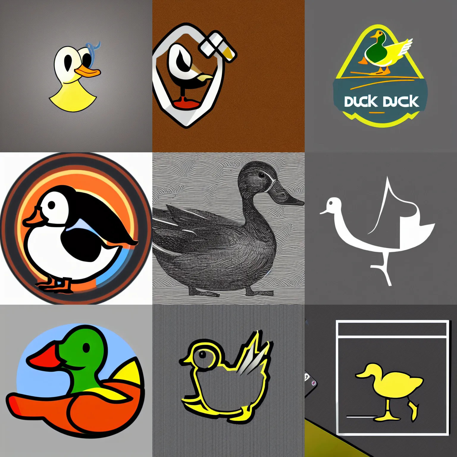 Prompt: a duck, modern, pictorial mark, an app logo