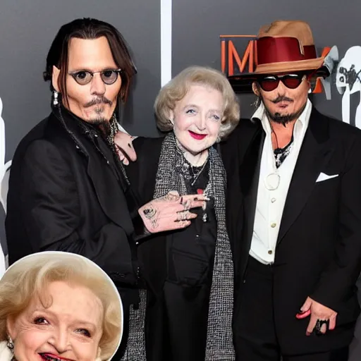 Prompt: Johnny Depp hanging out with Betty White