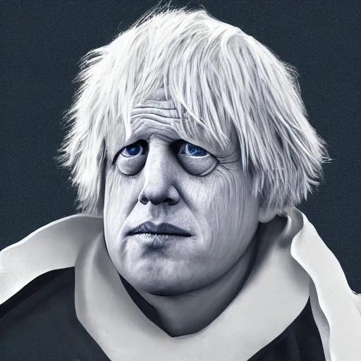 Image similar to Boris Johnson as Emperor Palpatine, dark background