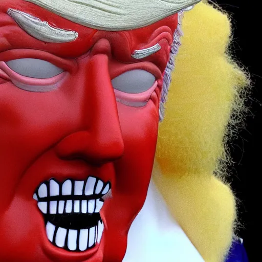 Prompt: A still of Donald Trump in Ronald McDonald's realistic,detailed,close up