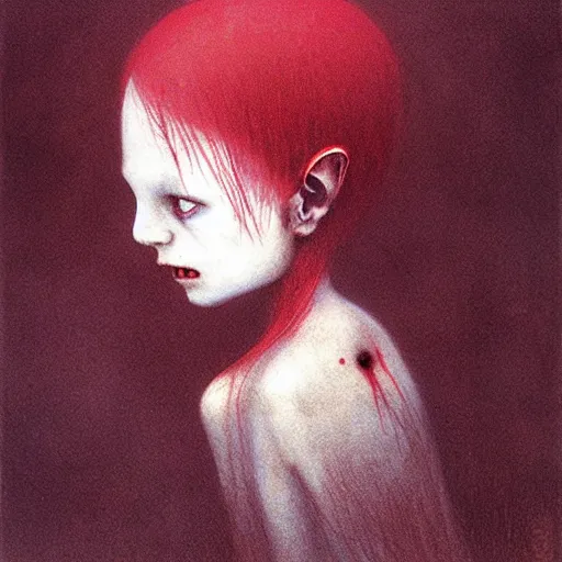 Image similar to A cute vampire girl by Beksinski