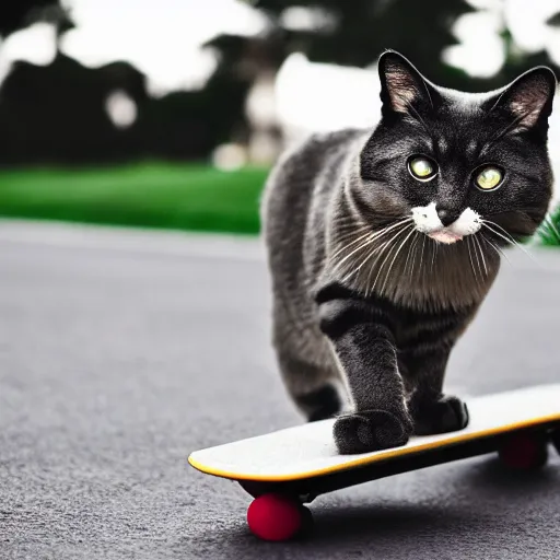 Image similar to Cat on a skateboard, realistic, 8k, digital photography