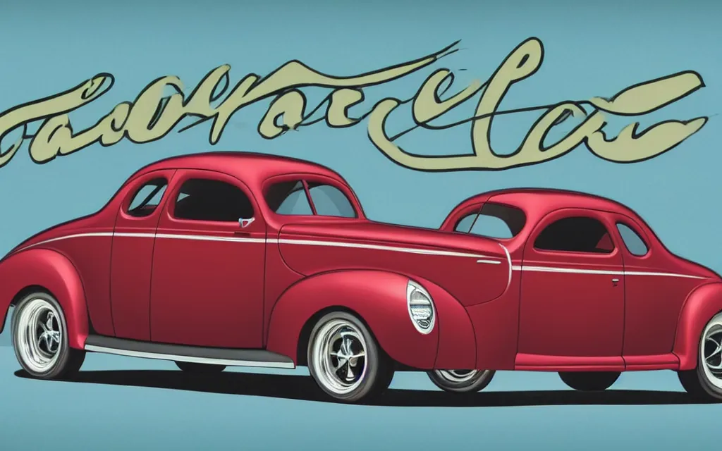 Prompt: illustration of a 1 9 4 0 ford coupe