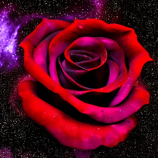 Image similar to award - winning macro of a beautiful black rose made of molten magma and nebulae on black background by harold davis, georgia o'keeffe and harold feinstein, highly detailed, hyper - realistic, fiery texture, inner glow, trending on deviantart, artstation and flickr, nasa space photography, national geographic