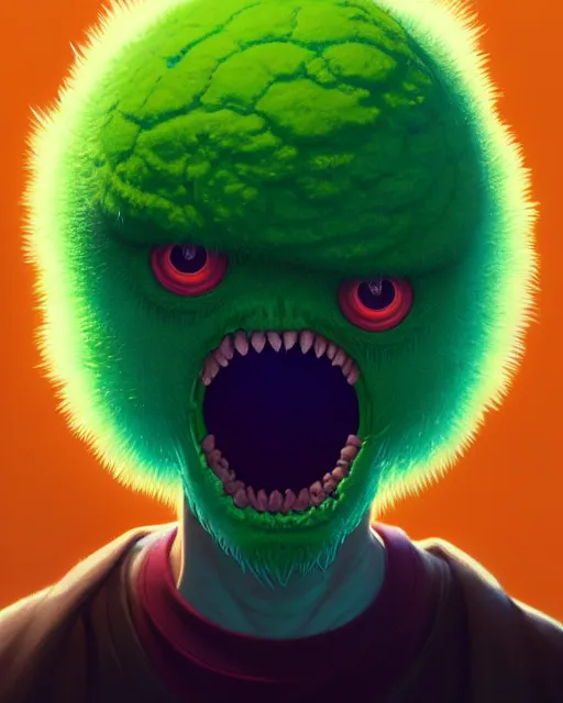 Image similar to highly detailed vfx portrait of a character of a tennis ball monster stephen bliss, unrealengine, greg rutkowski, loish, rhads, beeple, makoto shinkai and lois van baarle, ilya kuvshinov, rossdraws, tom bagshaw,