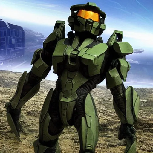 Image similar to “award winning diorama of The Arbiter on Halo. Used in Halo marketing campaign in 2007”