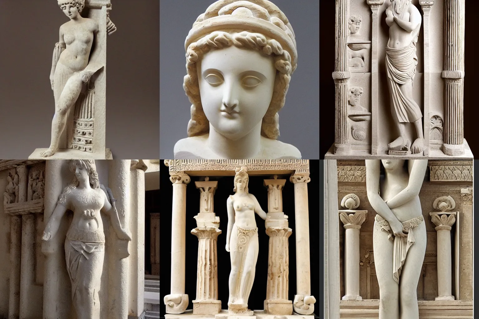 Prompt: beautiful female made of greek architectural ornaments