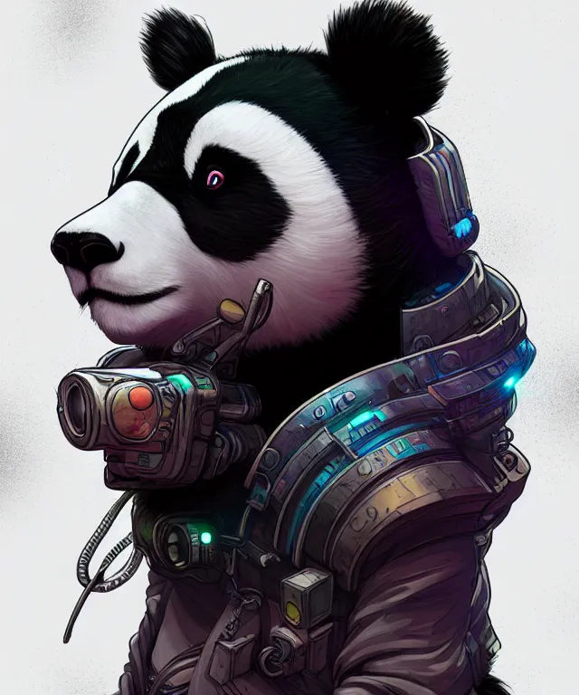 Image similar to a portrait of a cyberpunk panda, mandala, fantasy, elegant, digital painting, artstation, concept art, matte, sharp focus, 3 d render, art by josan gonzalez