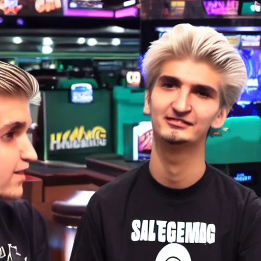 Image similar to gigachad xqc gambling : : realistic : : 1 dslr : : 1 - - quality 2