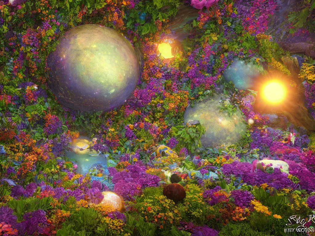 Prompt: 3 d render, the universe is a spheroid region 7 0 5 meters in diameter, sunlight study, art nouveau, by rachel ruysch and sanford robinson gifford and ( ( ( ( ( lisa frank ) ) ) ) ), kauai springtime, 8 k, extreme detail, sharp focus, octane render