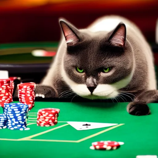 Image similar to fat mobster cat gambling at a poker table smokey photo