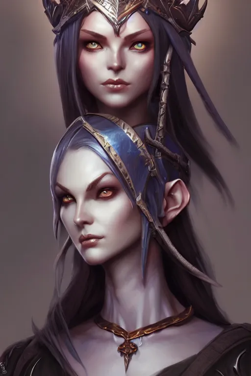 Image similar to dark elf princess, highly detailed, d & d, fantasy, highly detailed, digital painting, trending on artstation, concept art, sharp focus, illustration, art by artgerm and greg rutkowski and fuji choko and viktoria gavrilenko and hoang lap