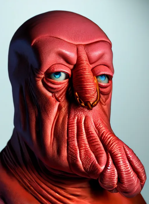 Image similar to photorealistic 3 0 0 0 ( dr. john a. zoidberg ), portrait photography feroflex photorealistic studio lighting ektachrome detailed intricate face details, ultradetails, beautiful face, realistic shaded perfect face, extremely fine details