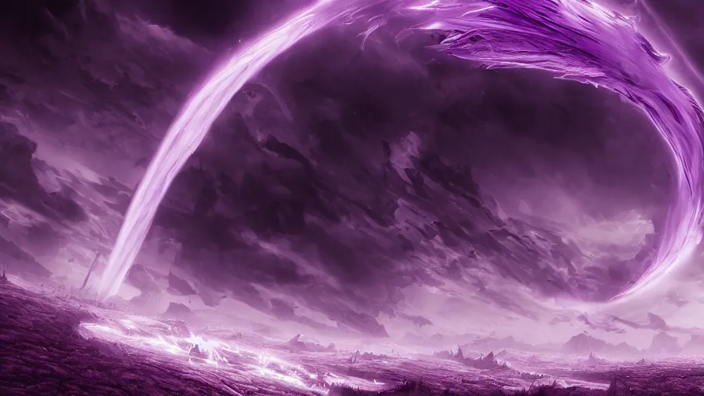 Prompt: single purple tornado, fantasy artwork, very very very beautiful scenery, hd, hdr, ue5, ue6, unreal engine 5, cinematic 4k wallpaper, 8k, ultra detailed, high resolution, artstation, award winning