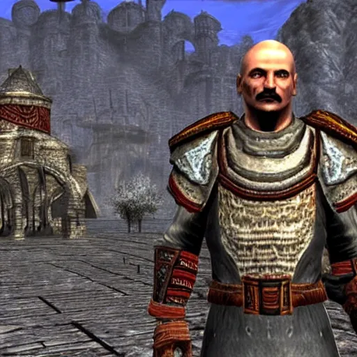 Image similar to Alexander Lukashenko in Balmora in Elder Scrolls III: Morrowind, 2002 Morrowind graphics