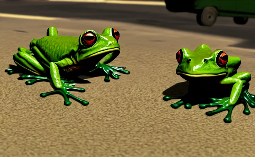 Image similar to a frog in gta san andreas, cinematic shot, 4 k